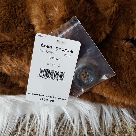 NWT Free People Brown Faux-Fur Mena Jacket - Picture 8 of 8